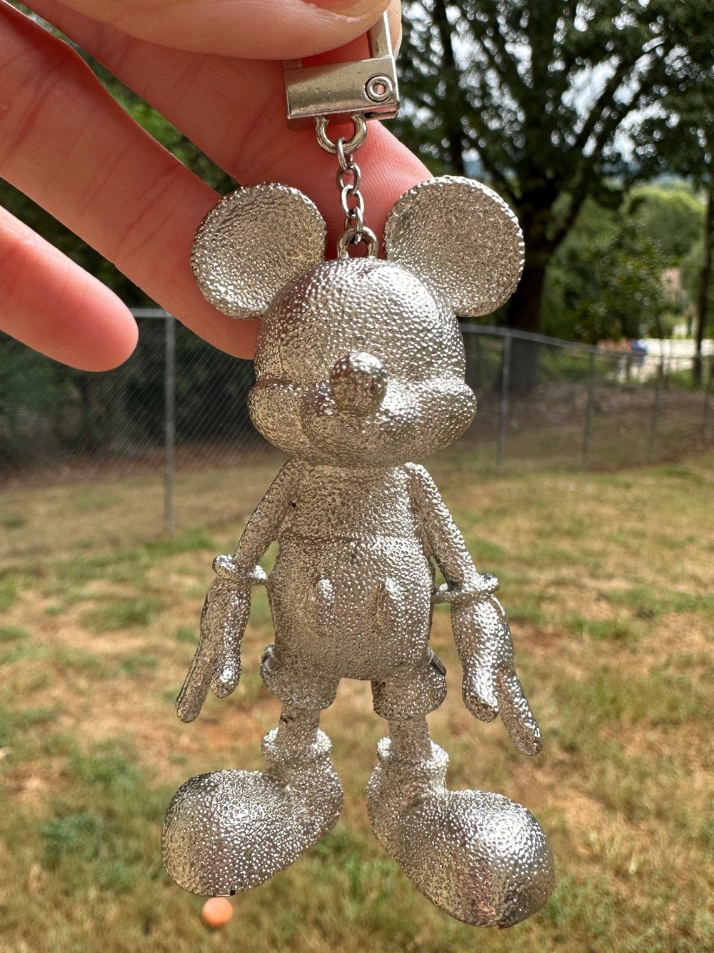 Disney x BaubleBar Mickey Mouse Textured Silver Bag Charm Preloved